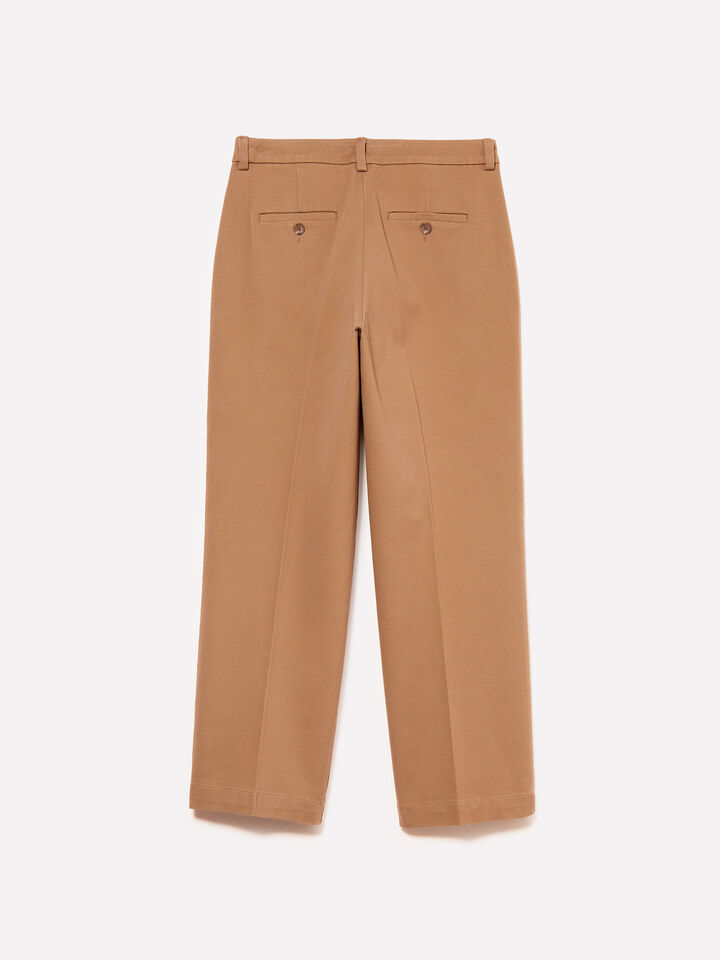 Dark brown high-waisted trousers - women's regular fit trousers - Camel | Sisley image number 2